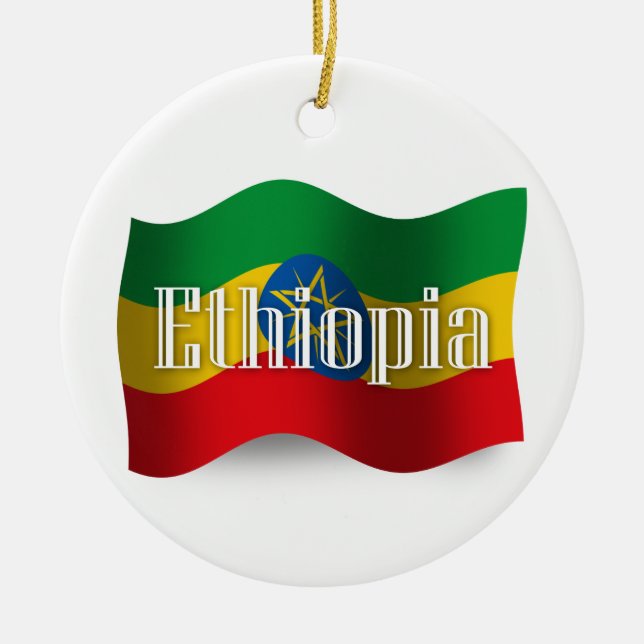 Ethiopia Waving Flag Ceramic Ornament (Front)