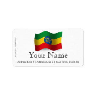 Ethiopia Waving Flag Label