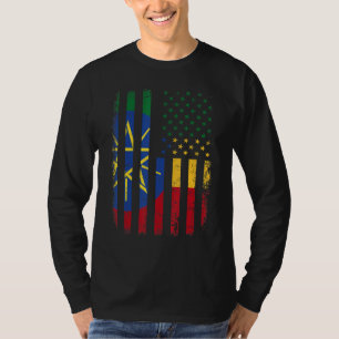 Ethiopian American Flag Ethiopian Roots Ethiopia A T-Shirt