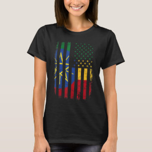 Ethiopian American Flag Ethiopian Roots Ethiopia A T-Shirt