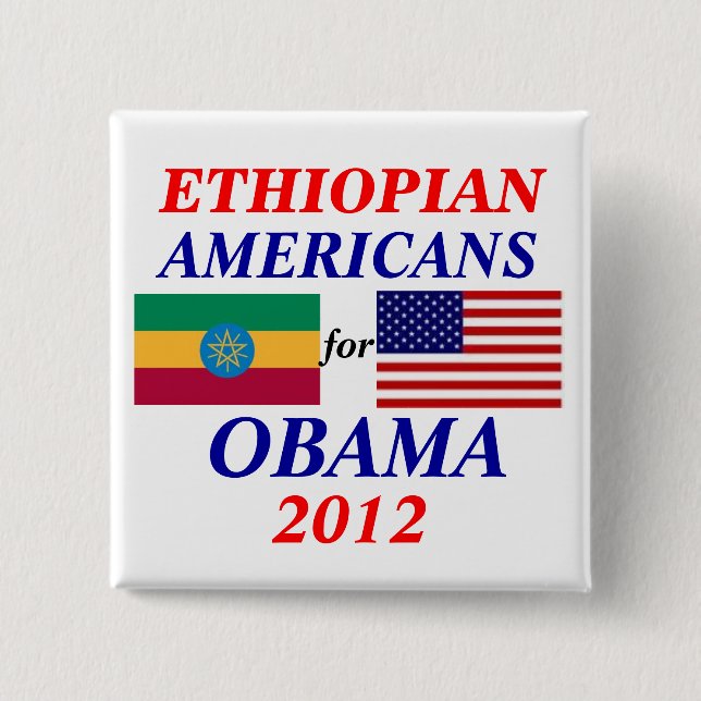 Ethiopian americans for Obama 2 Inch Square Button (Front)