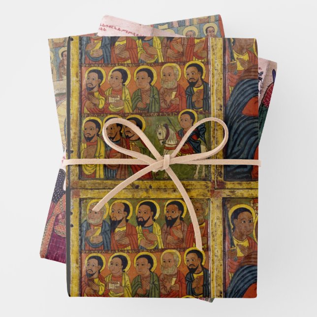 Ethiopian Black Madonna and Child with Saints Wrapping Paper Sheet (In situ)