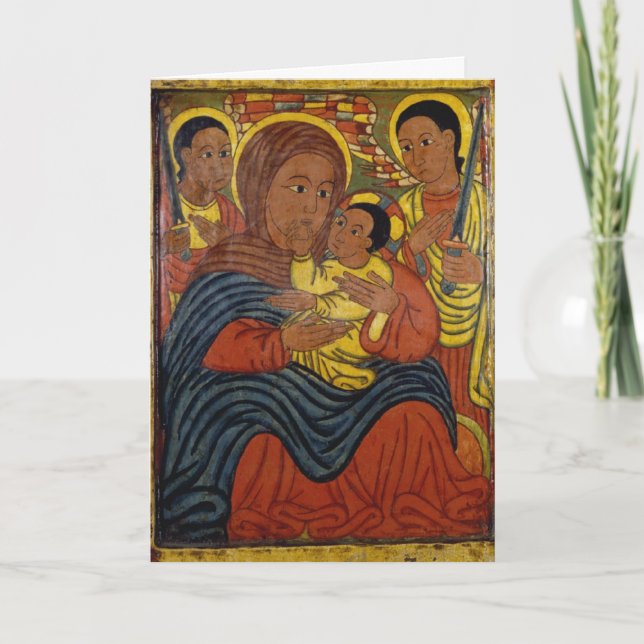 Ethiopian Black Madonna with Jesus Christmas Card (Front)