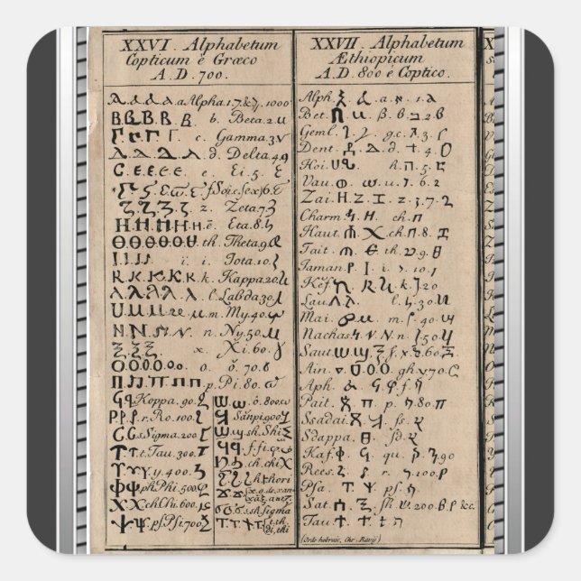 Ethiopian-Coptic Alphabet Square Sticker (Front)