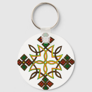 Ethiopian Cross Button Keychains, T-Shirts Keychain