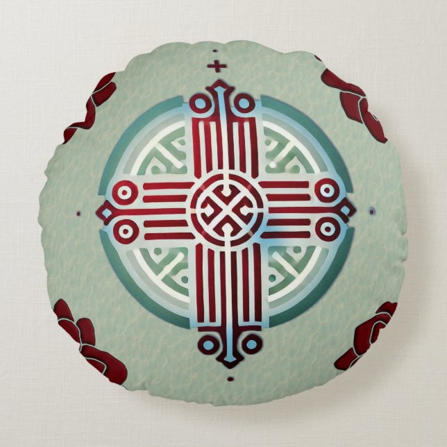 Ethiopian Cross Design Throw Pillow  (Front)