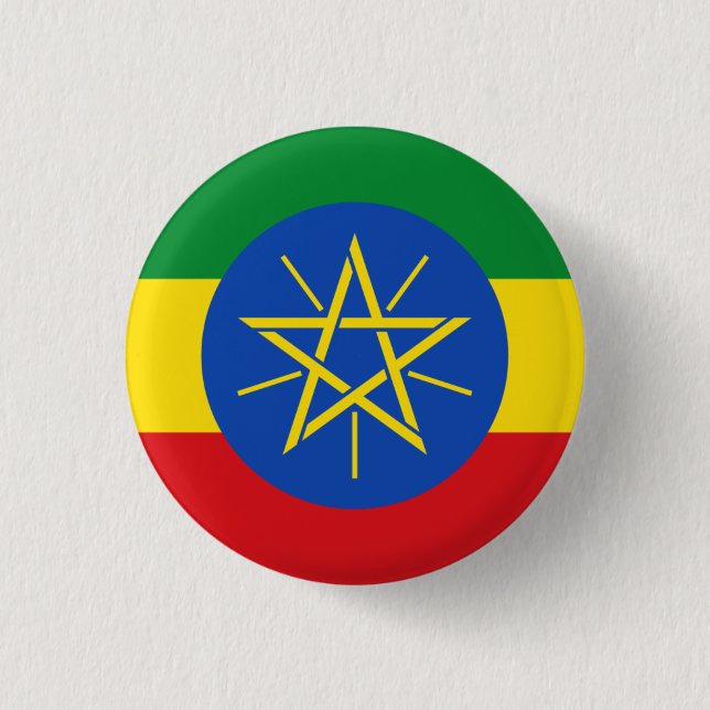 Ethiopian Flag, Flag of Ethiopia 1 Inch Round Button (Front)