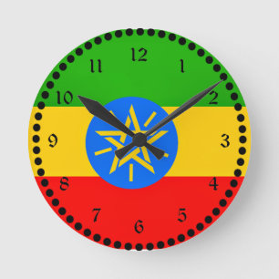 Ethiopian flag round clock