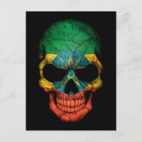 Ethiopian Flag Skull on Black