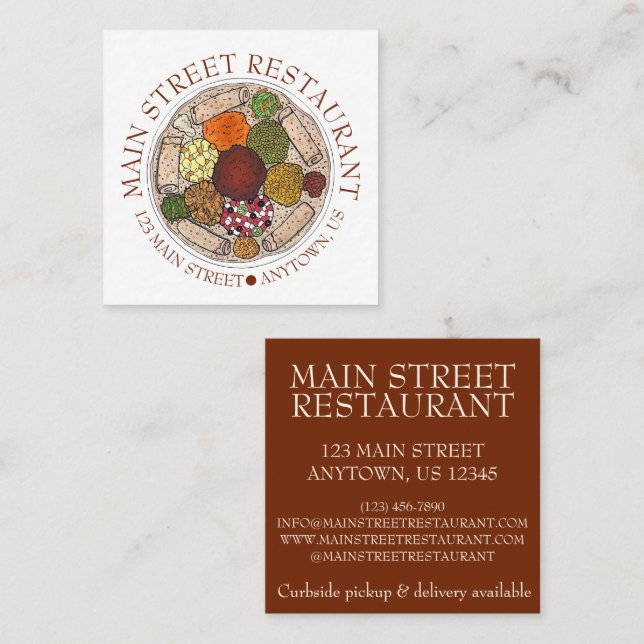 Ethiopian Food Wat Injera Restaurant Cuisine Square Business Card (Front/Back)