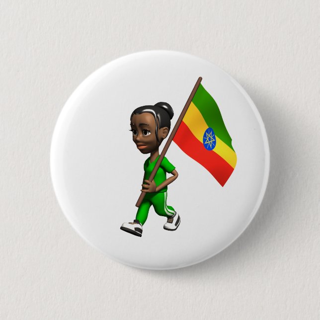 Ethiopian Girl 2 Inch Round Button (Front)