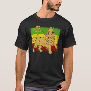 Ethiopian Lion Ethiopia Flag Reggae Jamaican Conce T-Shirt