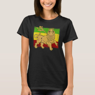 Ethiopian Lion Ethiopia Flag Reggae Jamaican Conce T-Shirt
