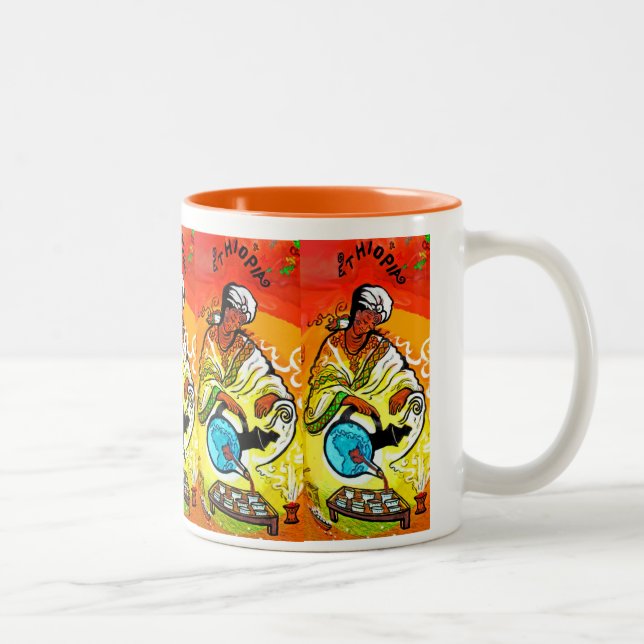 Ethiopian Man in Turban Pouring Tea Two-Tone Coffee Mug (Right)