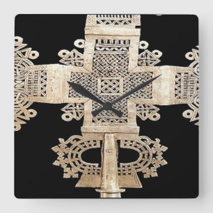 Ethiopian Motif Square Wall Clock
