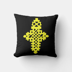 Ethiopian Orthodox Golden Jewellery Cross መስቀል Throw Pillow