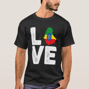 Ethiopian Pride Love Ethiopia Flag Map Black Histo T-Shirt