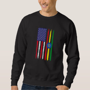 Ethiopian Roots Half American Flag Patriotic Ethio Sweatshirt