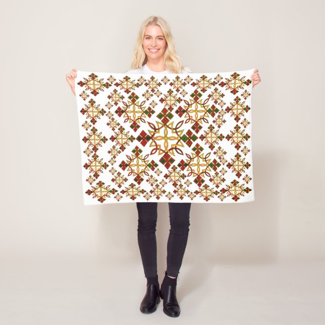Ethiopian Rootz Meskel Cross Fleece Blanket. Small Blanket (In Situ)