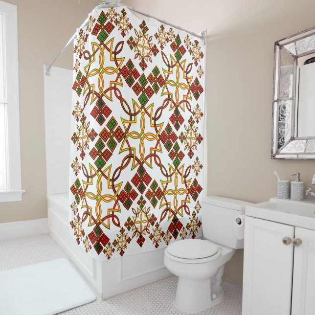 Ethiopian Rootz Meskel Shower Curtain (In Situ)