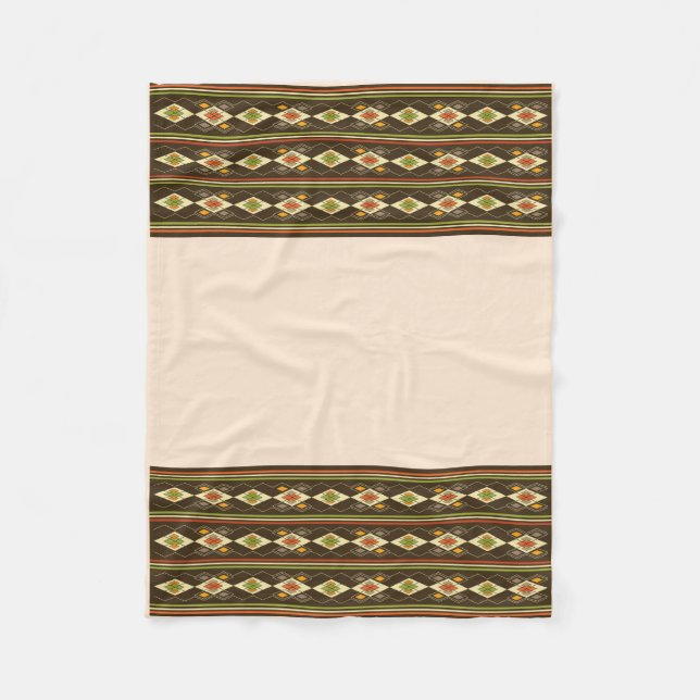 Ethiopian Tebeb Pattern Fleece Blanket (Front)