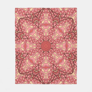 Ethnic Abstract Flower, Mandalas Seamless. Fleece Blanket