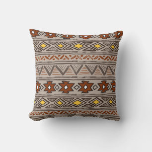 Ethnic Abstract: Hand-Drawn Pattern Throw Pillow