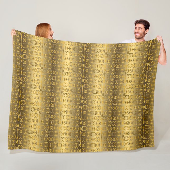 Ethnic African Adinkra Symbold Golden Fleece Blanket (In Situ)