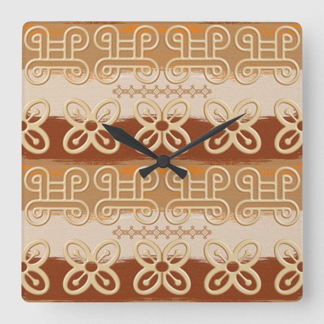 Ethnic African  Adinkra symbols Square Wall Clock (Front)