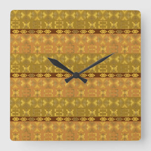 Ethnic African  Adinkra symbols Square Wall Clock