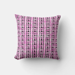 Ethnic, African Art Awesome Pattern Pink and White Throw Pillow