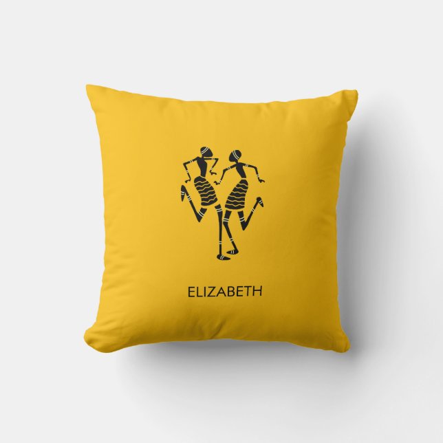 Ethnic, African Art, Carnival Dance  Throw Pillow (Front)