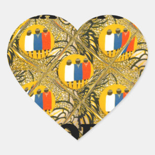Ethnic African Art Design Print: Beautiful People Heart Sticker