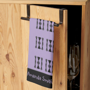 Ethnic African Art Pattern, Purple Throw Pillow Kitchen Towel