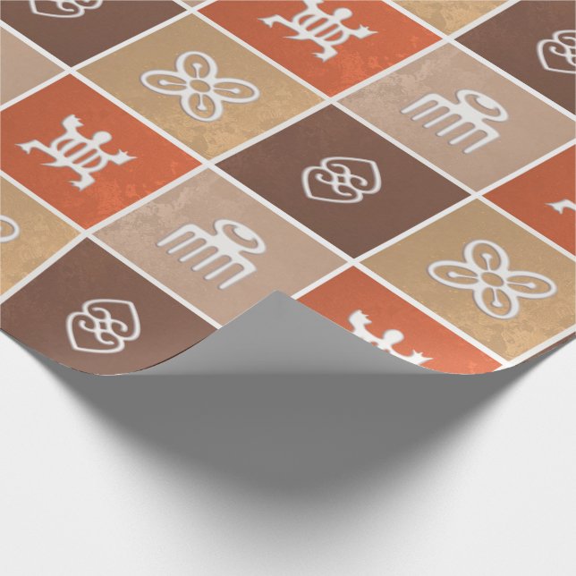 Ethnic African Geometric Adinkra Wrapping Paper (Corner)