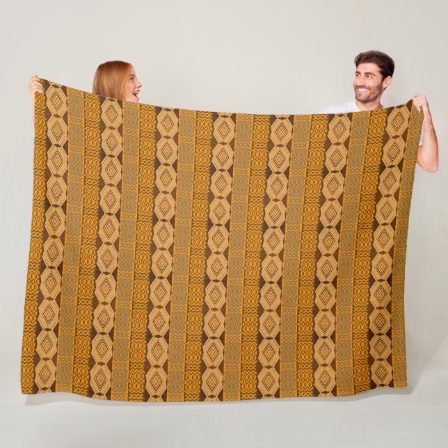 Ethnic african geometric orange pattern fleece blanket (In Situ)