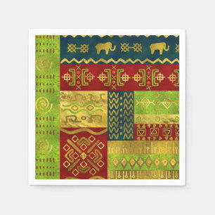 Ethnic African Golden Pattern on colour Napkin