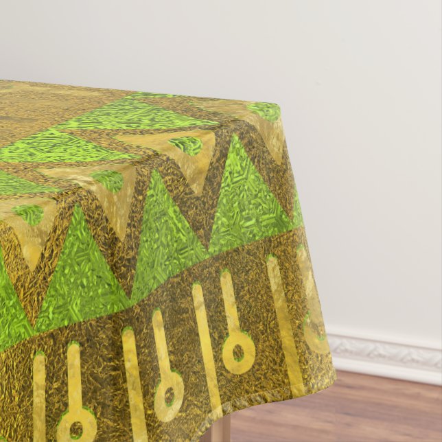 Ethnic African Golden Pattern on colour Tablecloth (In Situ)