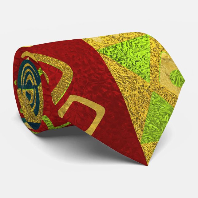 Ethnic African Golden Pattern on colour Tie (Rolled)