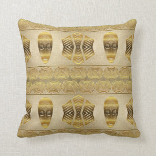 Ethnic african golden pattern. throw pillow