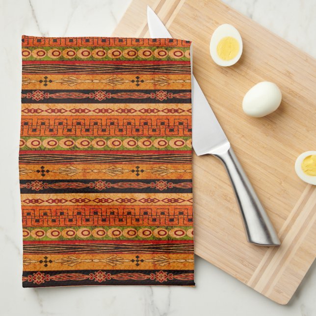 Ethnic African grunge striped pattern. Kitchen Towel (Quarter Fold)