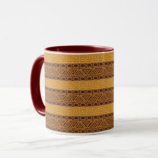 ethnic african hand-drawn pattern mug (Front Left)