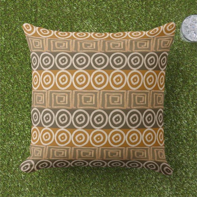 Ethnic african hand-drawn  pattern. outdoor pillow (Grass)