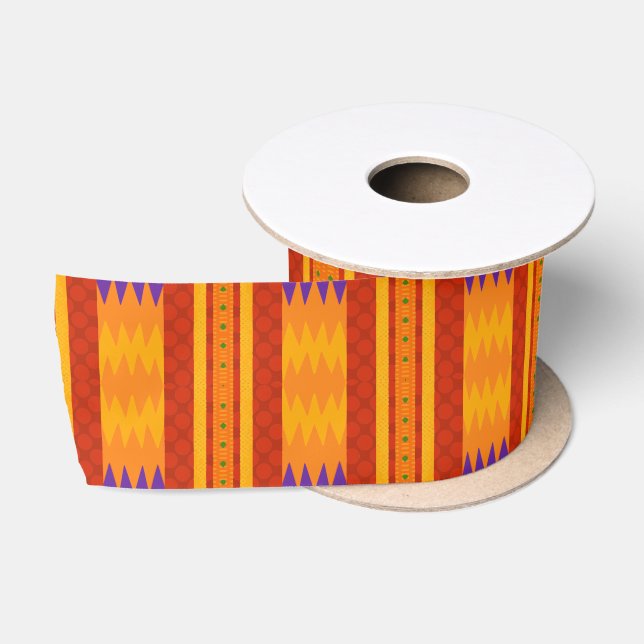 Ethnic African Kente Design Satin Ribbon (Spool)