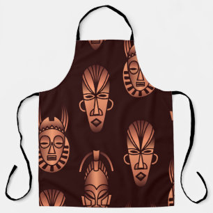 Ethnic African masks, dark background Apron