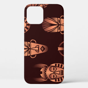 Ethnic African masks, dark background iPhone 12 Case