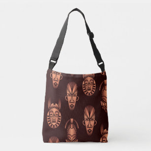 Ethnic African masks, dark background Crossbody Bag