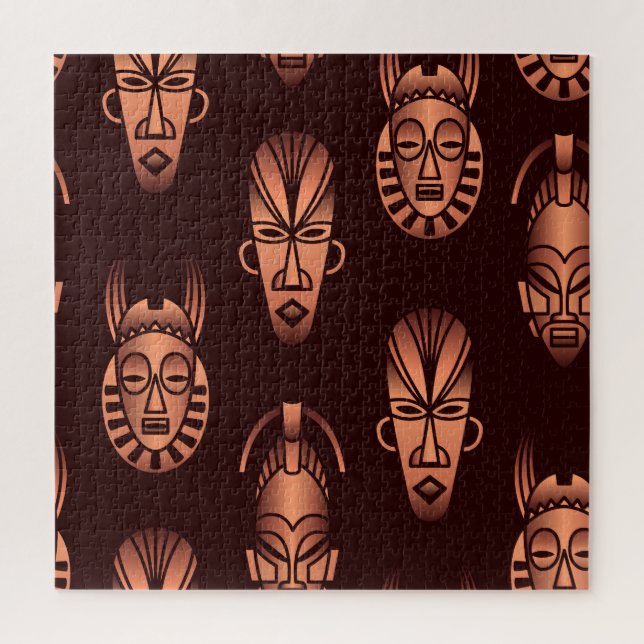 Ethnic African masks, dark background Jigsaw Puzzle (Vertical)