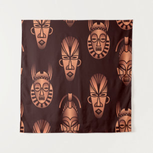 Ethnic African masks, dark background Tapestry