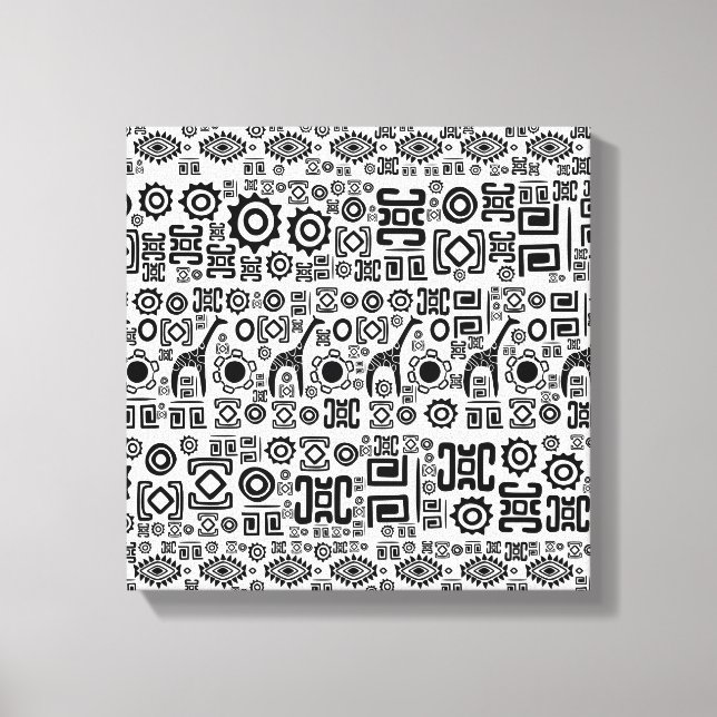 Ethnic African Pattern- Black and White #2 Canvas Print (Front)